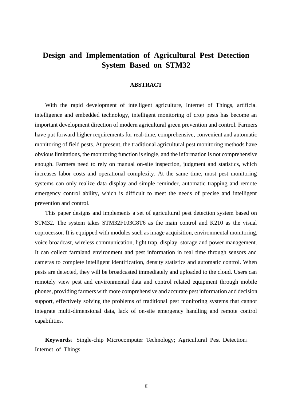 26年CH物联网工程 基于STM32的农业虫害检测系统设计与实现终稿全日制(21771字).docx_第3页