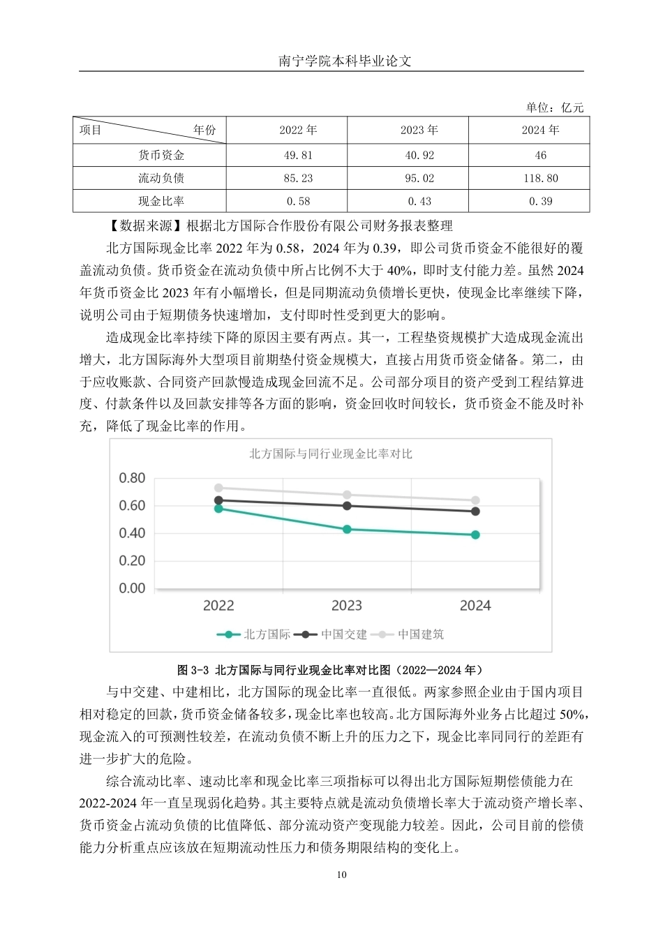 26年CH会计学 大型建筑企业偿债能力分析——以北方国际合作股份有限公司为例终稿全日制-约15051字符.pdf_第10页