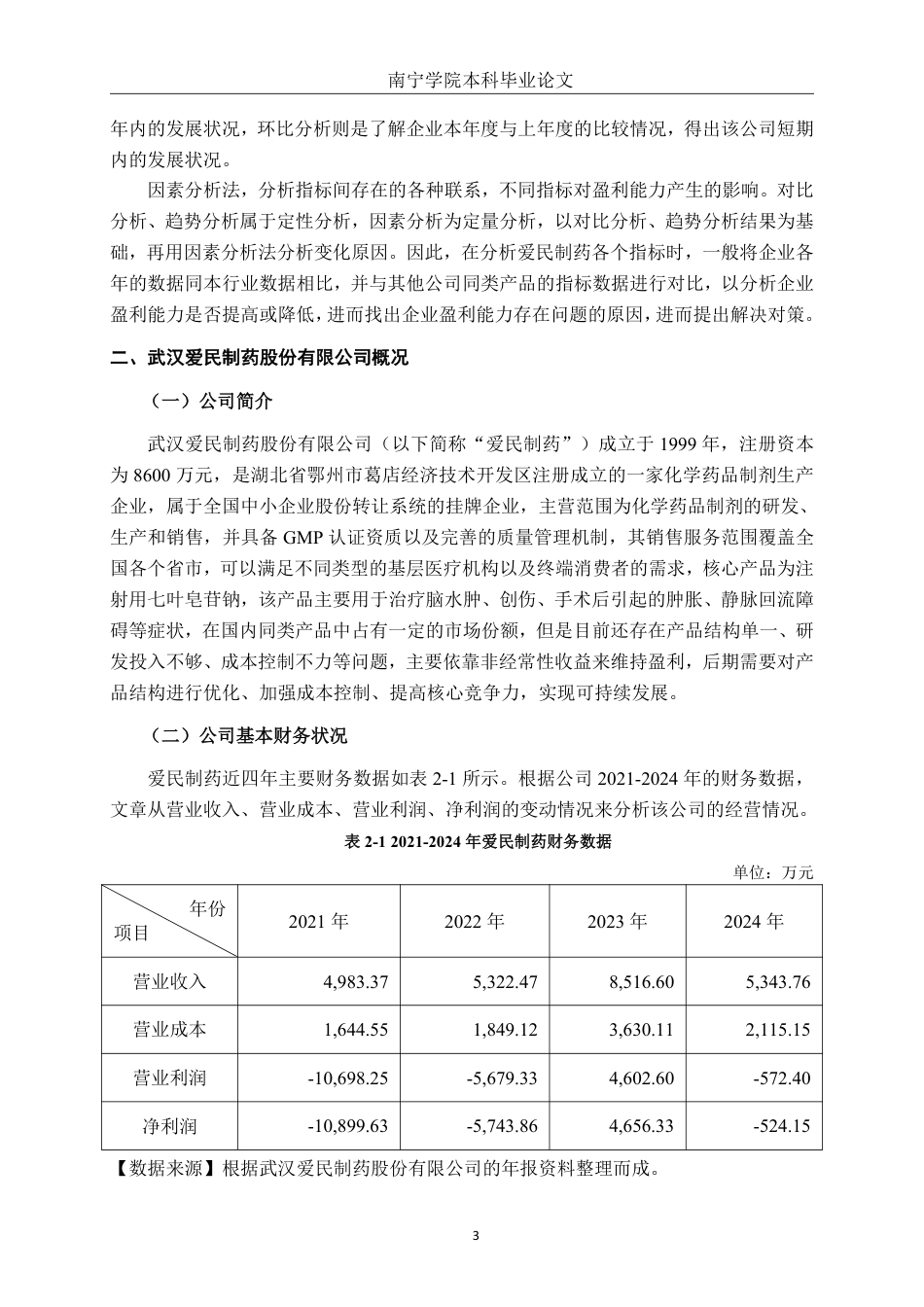 26年CH会计学 小型医药企业盈利能力分析与提升策略研究——以武汉爱民制药有限公司为例终稿全日制-约17555字符.pdf_第6页