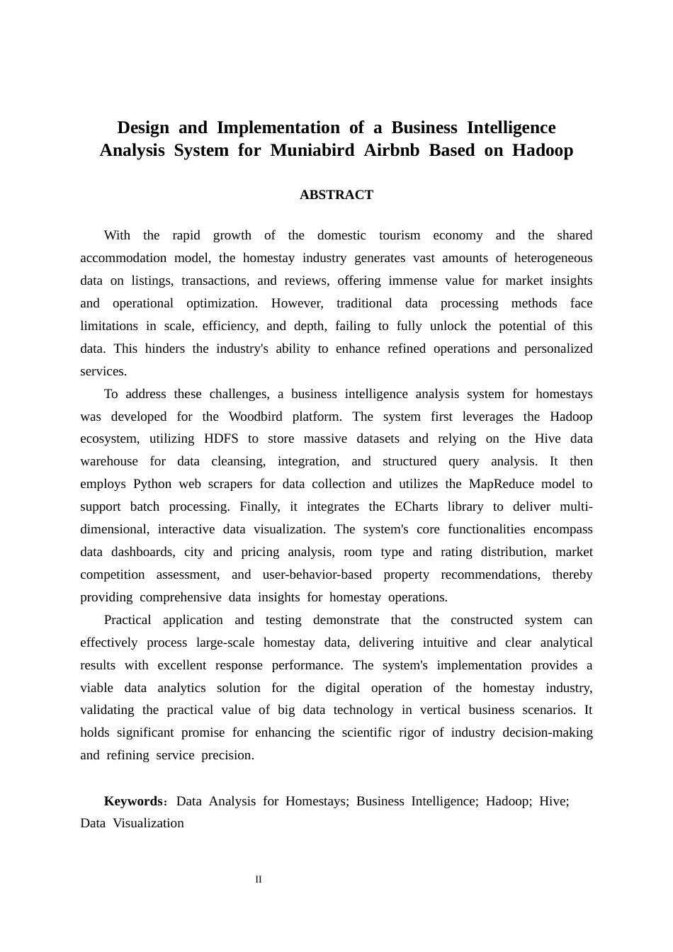 26年CH数据科学与大数据 基于Hadoop的木鸟网民宿商业智能分析系统设计与实现-终稿全日制(25619字).docx_第2页