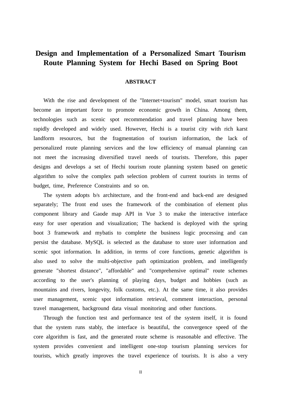 26年CH计算机科学 基于Spring Boot的河池个性化智慧旅游路线规划系统的设计与实现终稿全日制(20835字).docx_第3页
