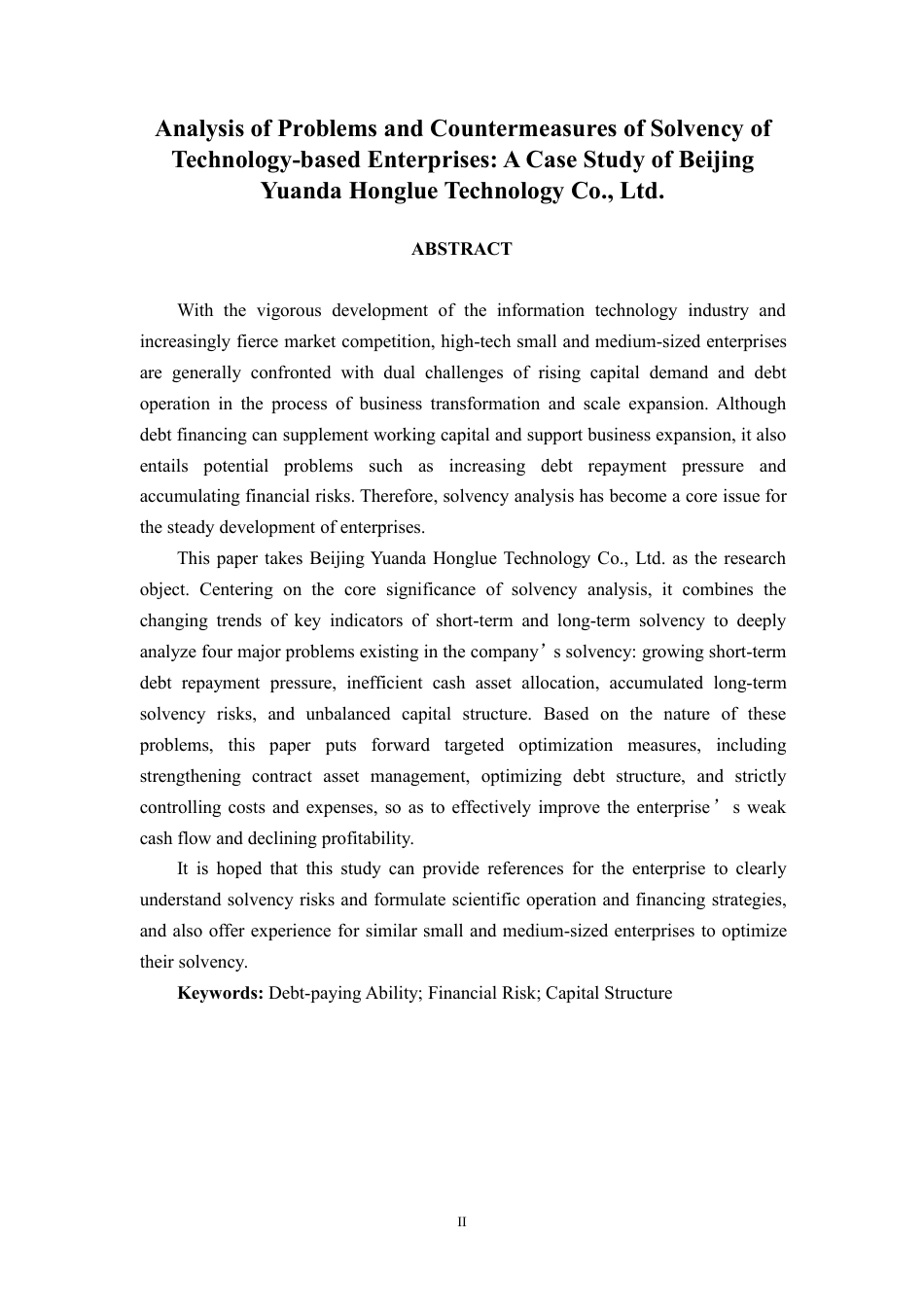 26年CH会计学 科技型企业偿债能力存在的问题及应对策略分析——以北京远大宏略科技股份有限公司为例终稿全日制-约14942字符.pdf_第3页