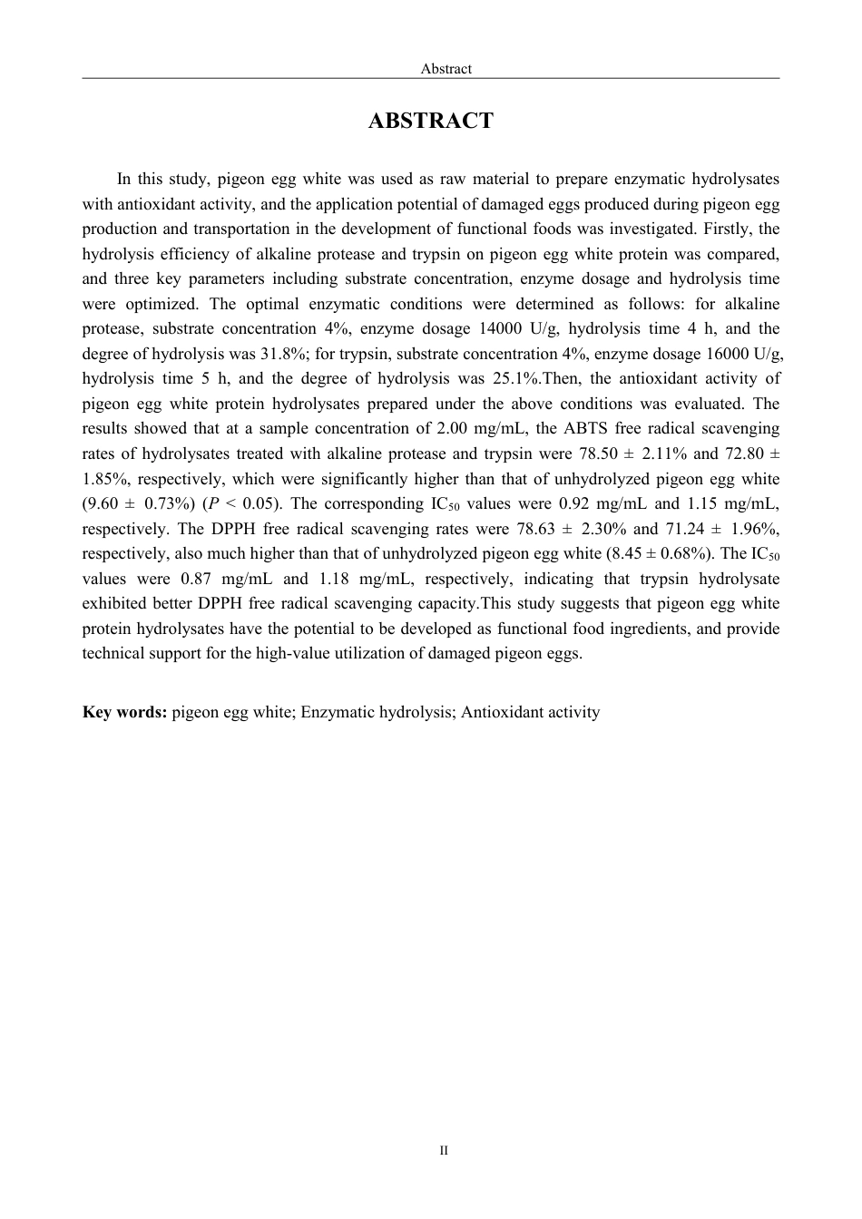 26年CH生物科学 鸽蛋清蛋白质酶解物的制备及其抗氧化活性研究-终稿全日制-约14041字符.pdf_第2页