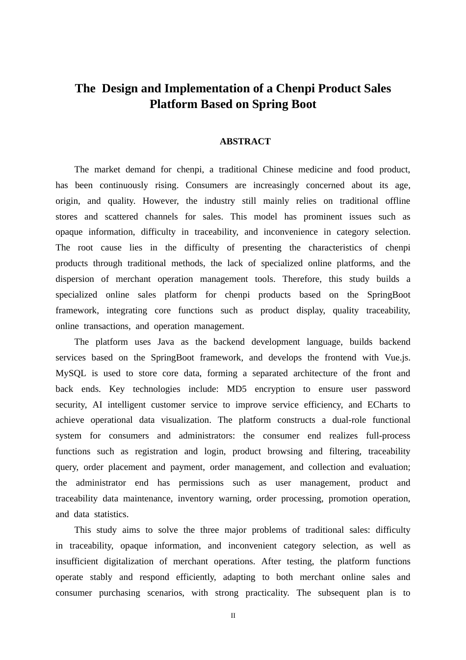 26年CH计算机科学 基于Spring Boot的陈皮产品销售平台的设计与实现终稿全日制(21786字).docx_第2页