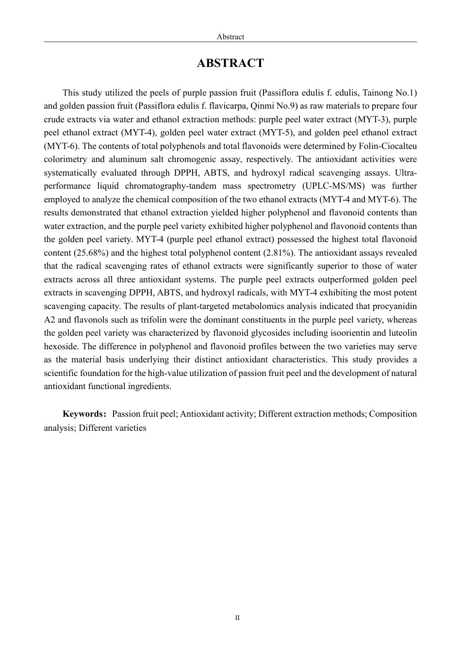 26年CH生物科学 不同品种百香果皮提取物的抗氧化活性研究-终稿全日制-约18341字符.pdf_第3页
