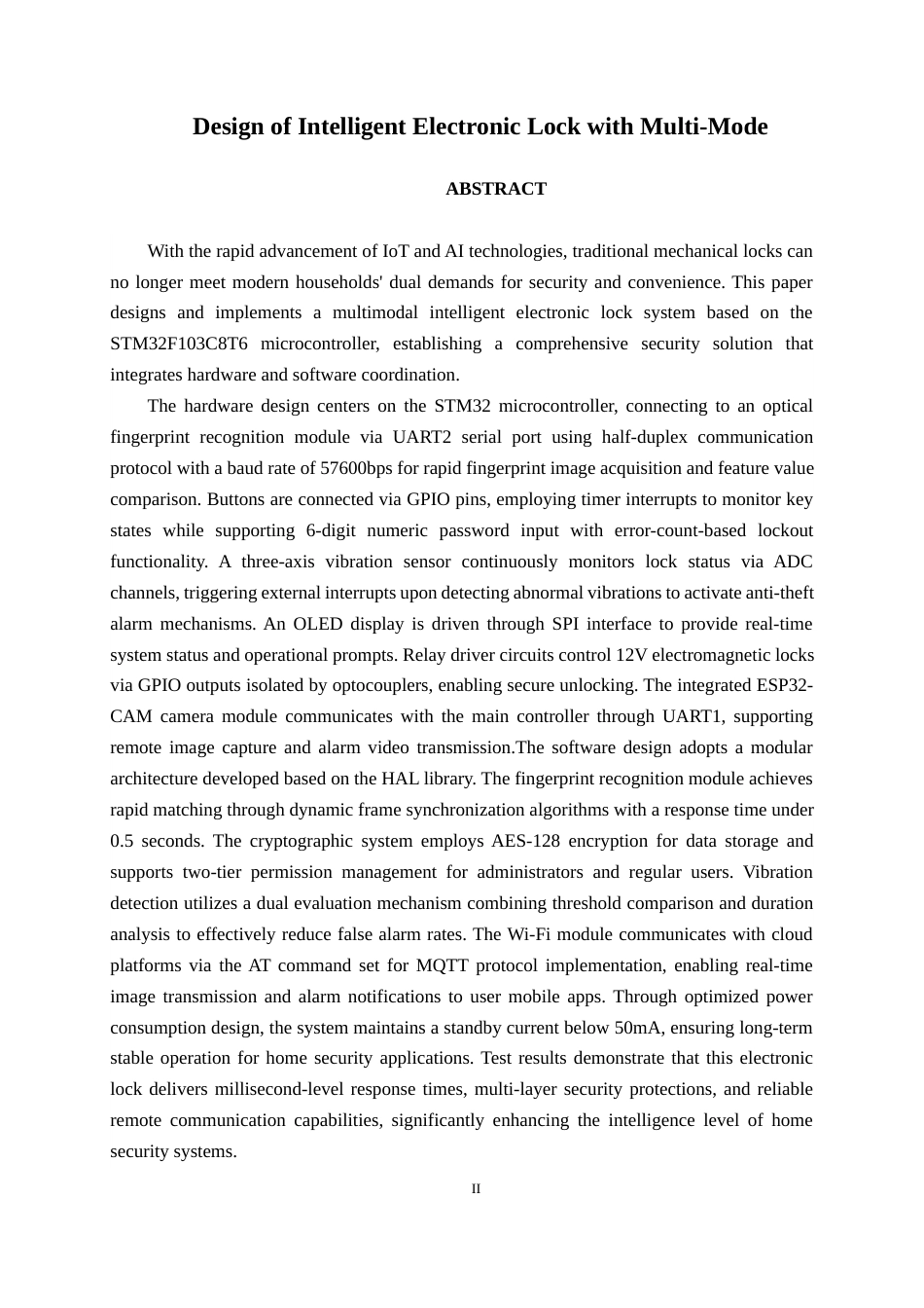 26年CH电气自动化 多模态智能电子锁设计终稿全日制(21393字).docx_第2页