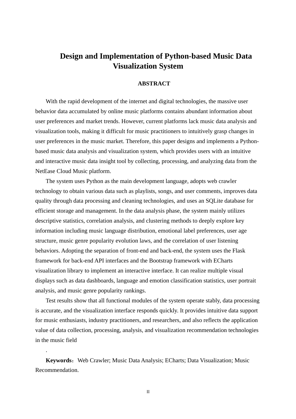 26年CH数据科学与大数据 基于Python的音乐数据分析可视化系统的设计与实现-终稿全日制(26188字).docx_第2页