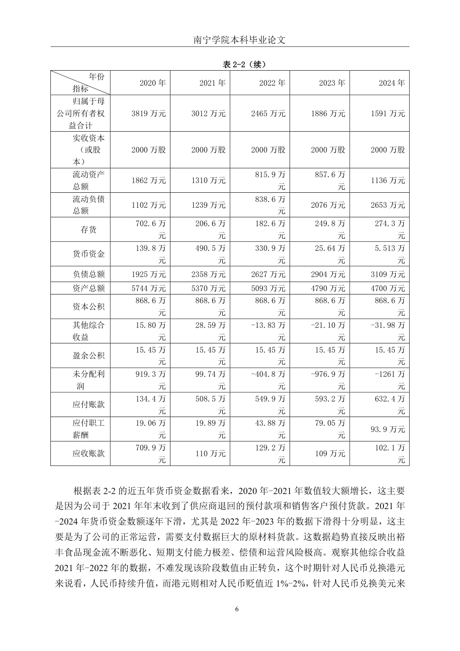 26年CH会计学 中小食品制造偿债能力分析——以广东裕丰食品股份有限公司为例终稿全日制-约21482字符.pdf_第9页