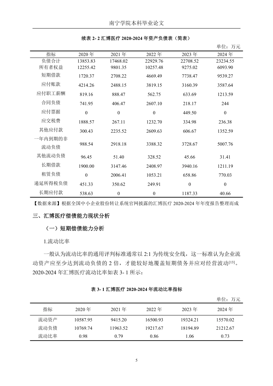 26年CH会计学 中小型医药制造企业偿债能力分析——以河南汇博医疗公司为例终稿全日制-约21392字符.pdf_第8页