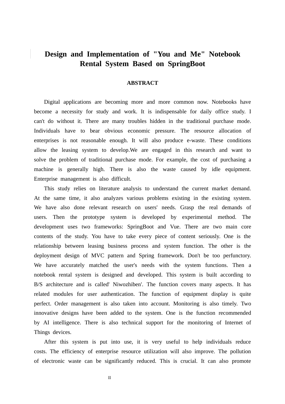 26年CH计算机科学 基于SpringBoot的“你我之本”笔记本租赁系统的设计与实现终稿全日制(20189字).docx_第2页