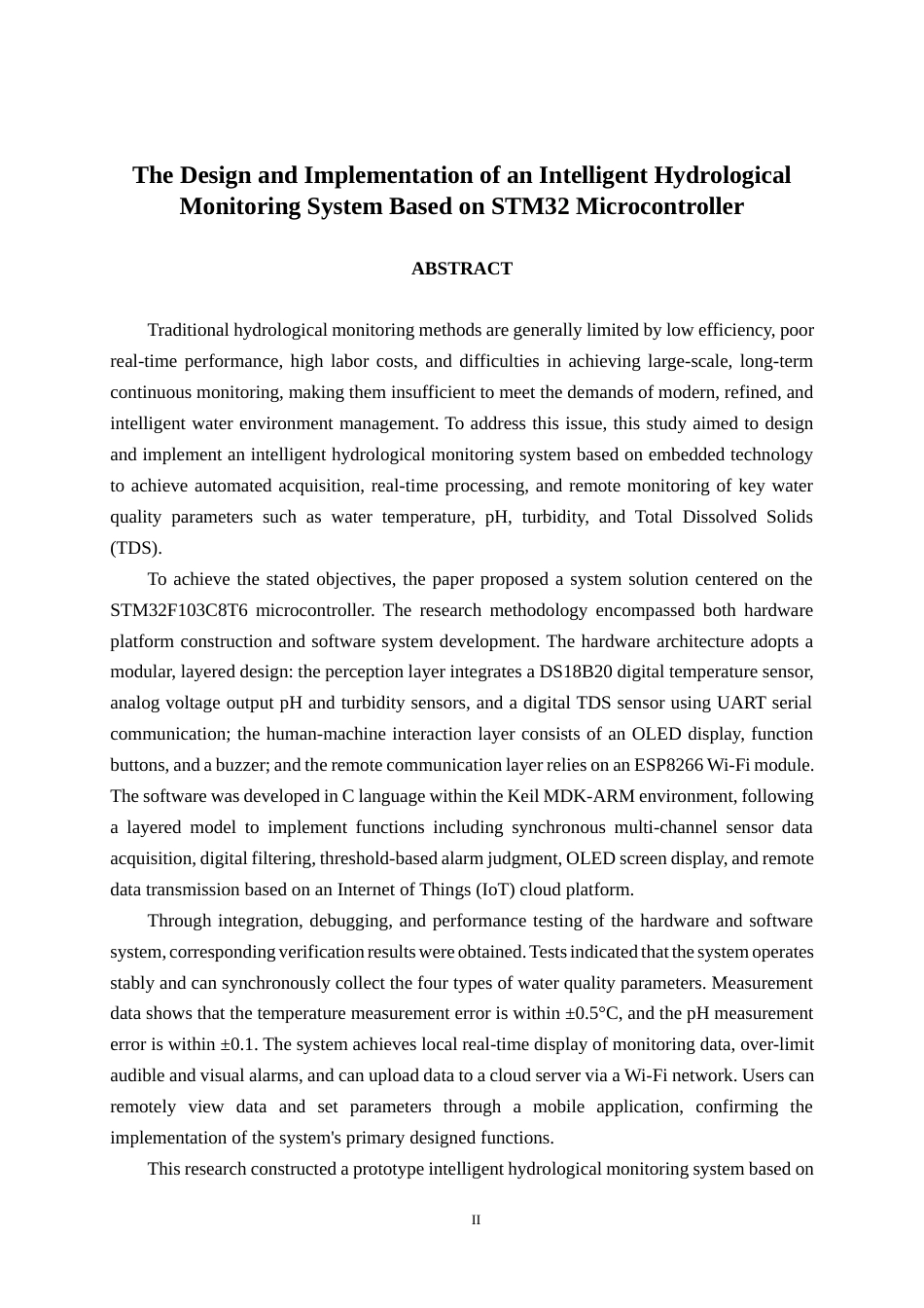 26年CH人工智能 基于STM32的智能水文检测系统的设计与实现(20394字).docx_第3页