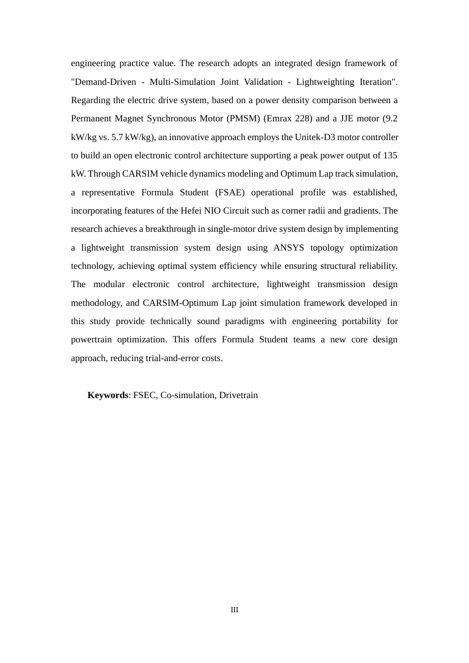 26年CH汽车服务工程 电动方程式赛车动力系统量化与效能跃迁：多源仿真驱动下的E66赛车优化-终稿全日制(9904字).docx_第3页