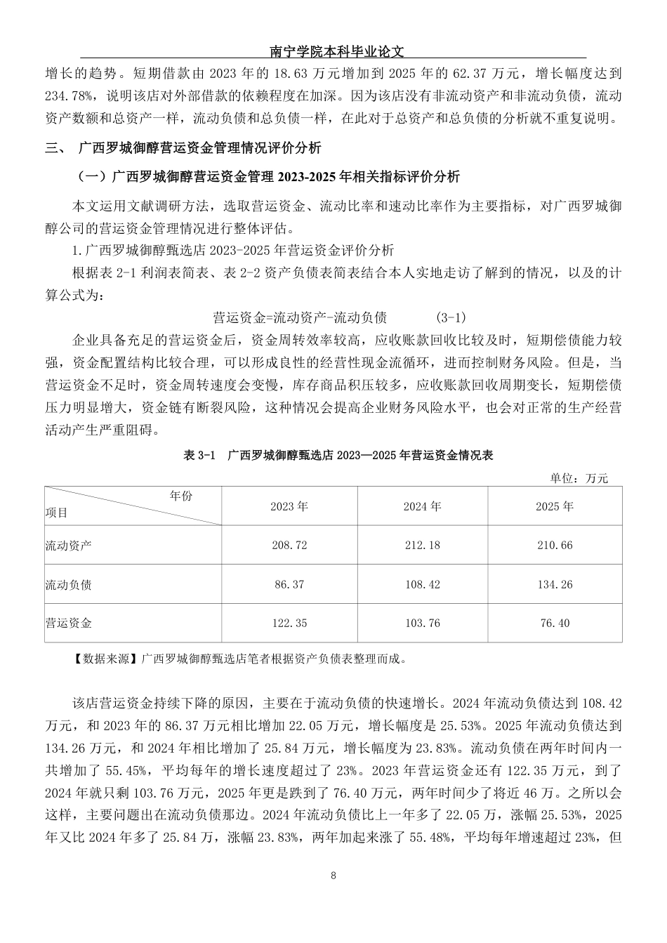 26年CH会计学 广西罗城御醇甄选店营运资金管理分析及对策研究终稿全日制-约24816字符.pdf_第9页