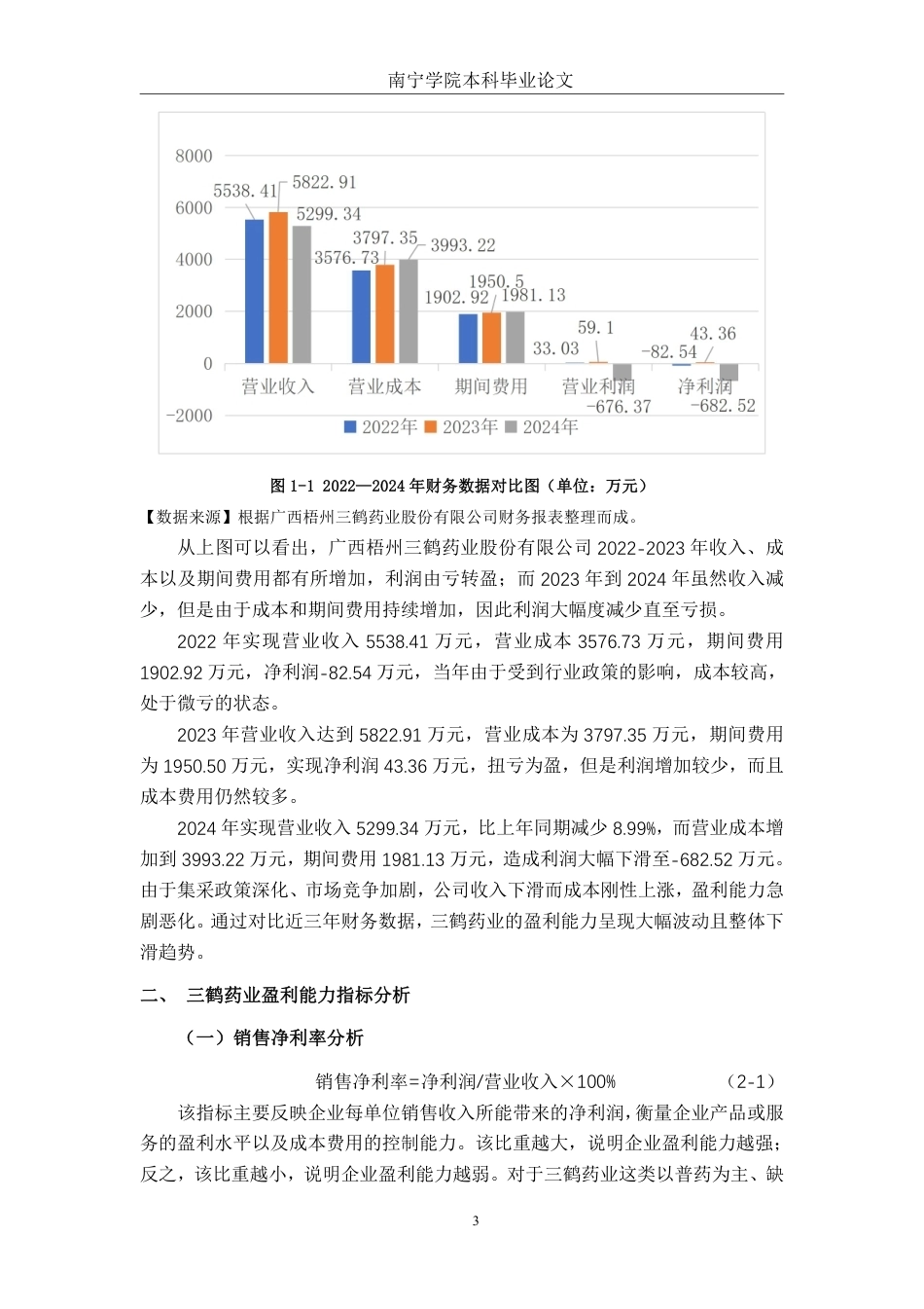 26年CH财务管理 中型医药企业盈利能力分析与优化路径研究一以广西梧州三鹤药业股份有限公司为例终稿全日制-约16549字符.pdf_第6页
