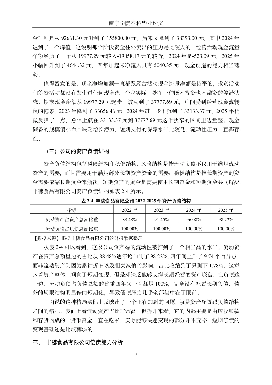 26年CH财务管理 微型食品制造业偿债能力分析——以丰穗食品有限公司为例终稿全日制-约19443字符.pdf_第10页