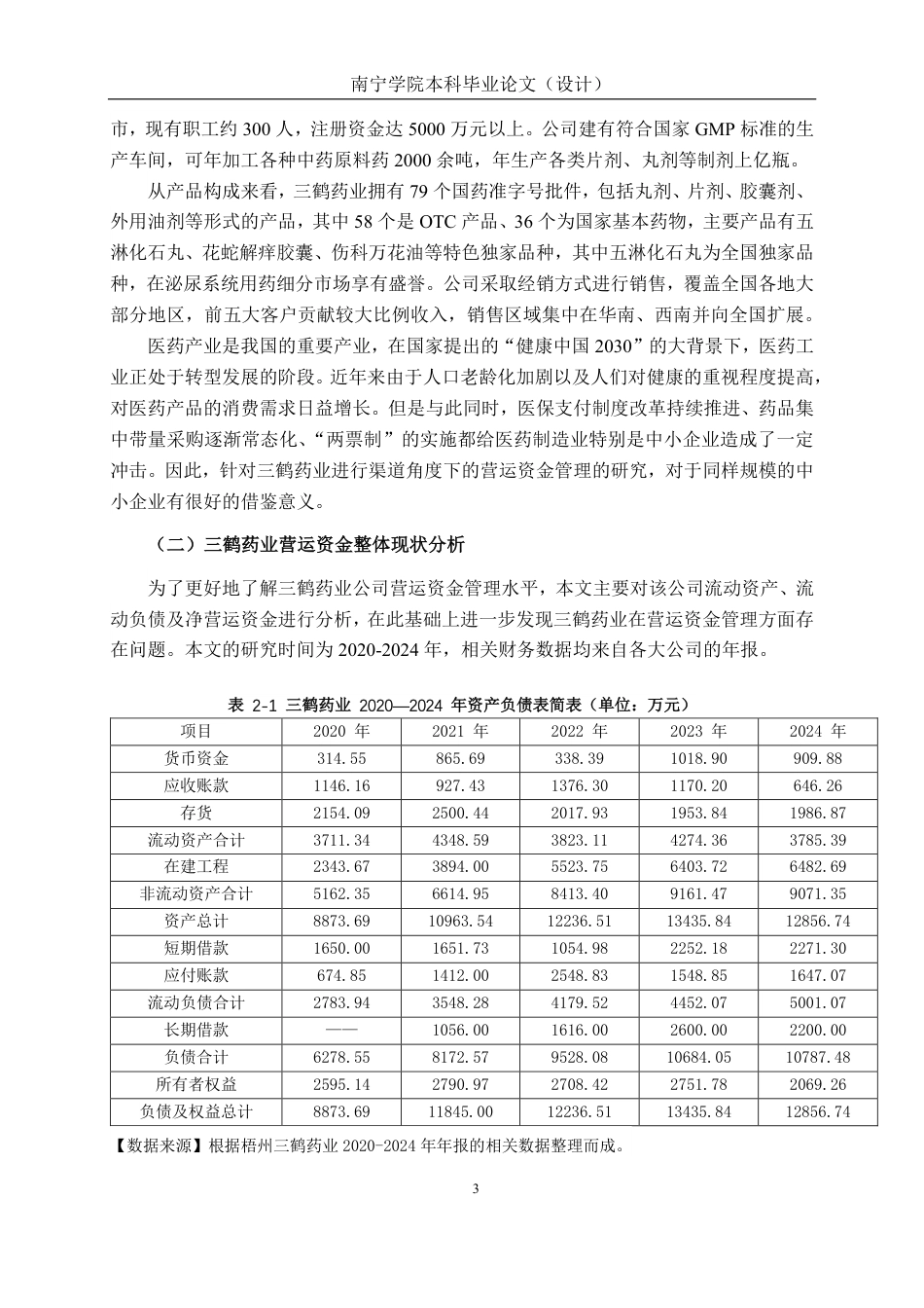 26年CH会计学 中型医药制造企业营运资金管理分析——以广西梧州三鹤药业股份有限公司为例终稿全日制-约21057字符.pdf_第8页