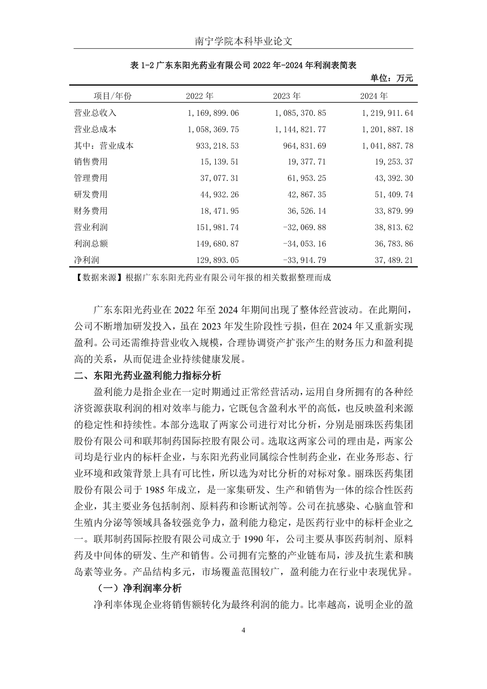 26年CH财务管理 大型制药企业盈利能力分析与提升路径研究——以广东东阳光药业有限公司为例终稿全日制-约19525字符.pdf_第7页