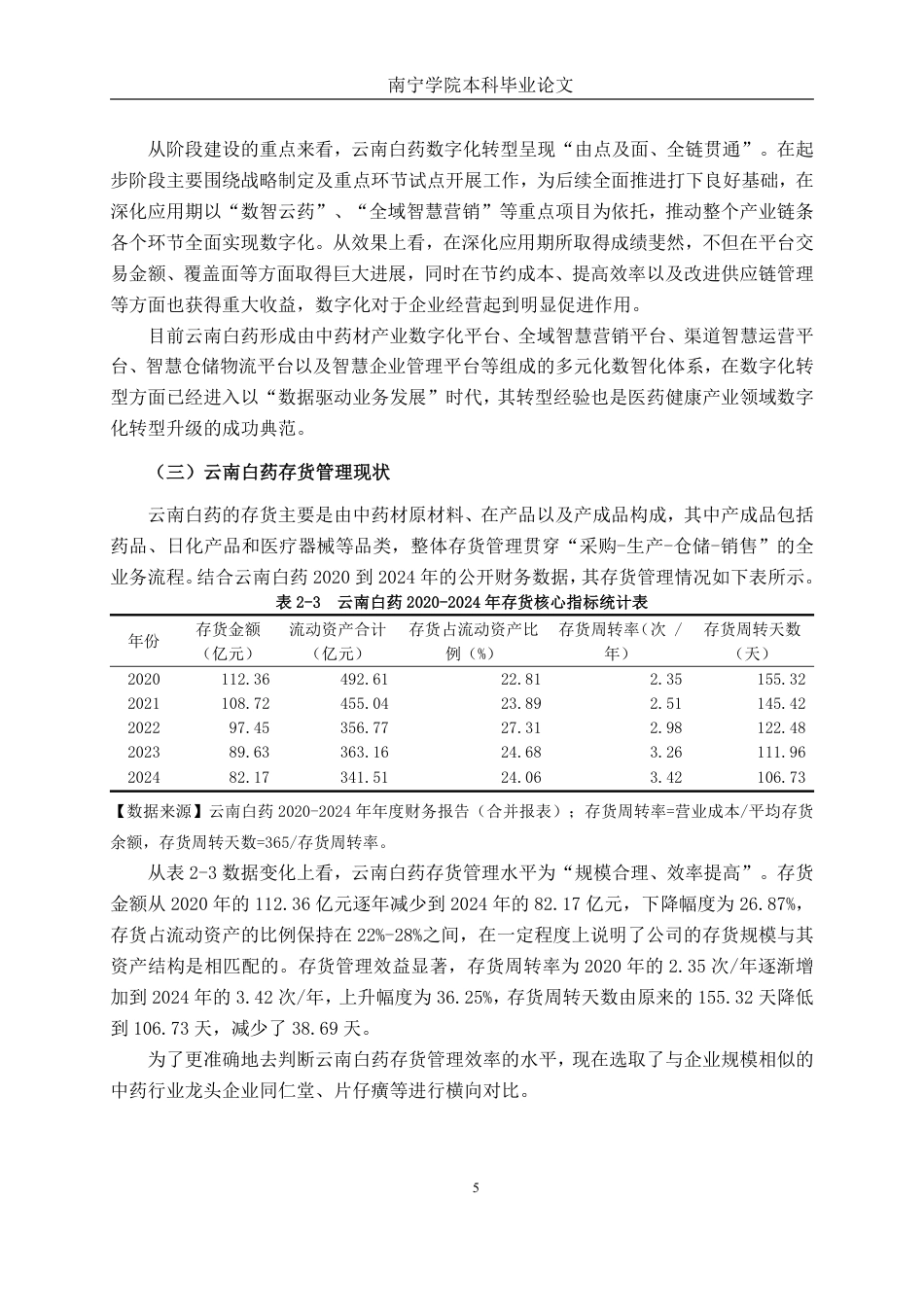 26年CH财务管理 数字化转型对企业存货管理效率的影响研究——以云南白药为例终稿全日制-约15112字符.pdf_第9页