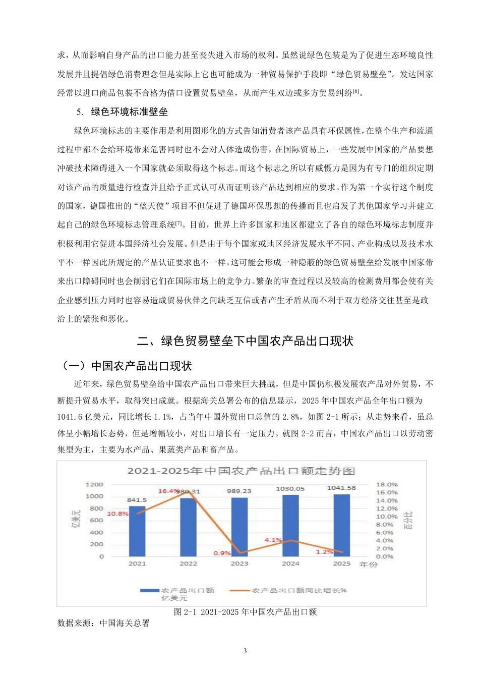 26年CH国际经济贸易 绿色贸易壁垒对中国农产品出口的影响及对策-终稿全-约13619字符.pdf_第6页