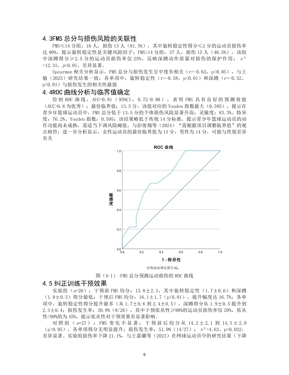 26年CH社会体育指导与管理 基于功能性运动筛查FMS评分监测青少年篮球运动员损伤风险-终稿全-约12541字符.pdf_第9页