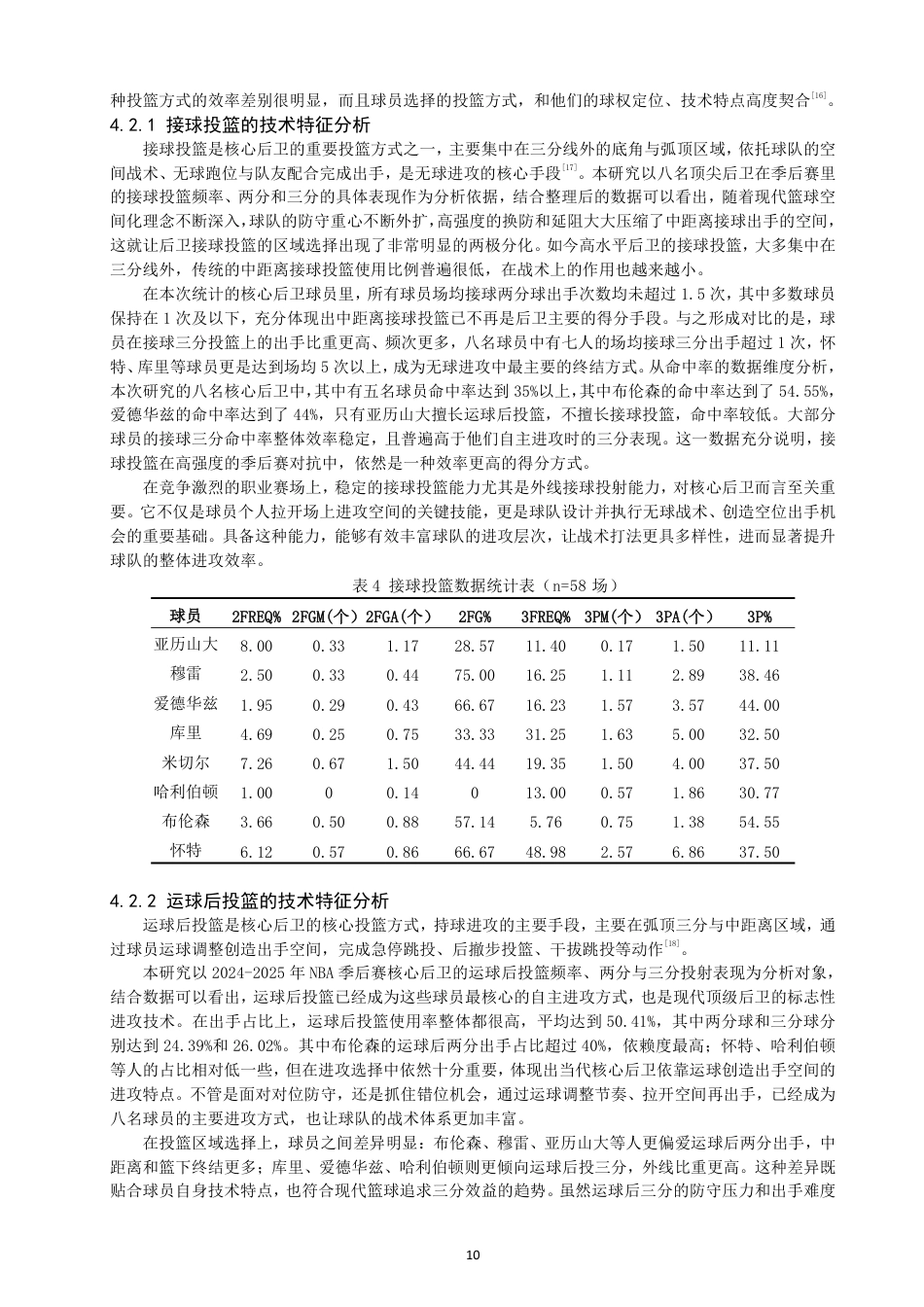 26年CH体育教育 年NBA季后赛核心后卫投篮特征研究-终稿全-约19300字符.pdf_第10页