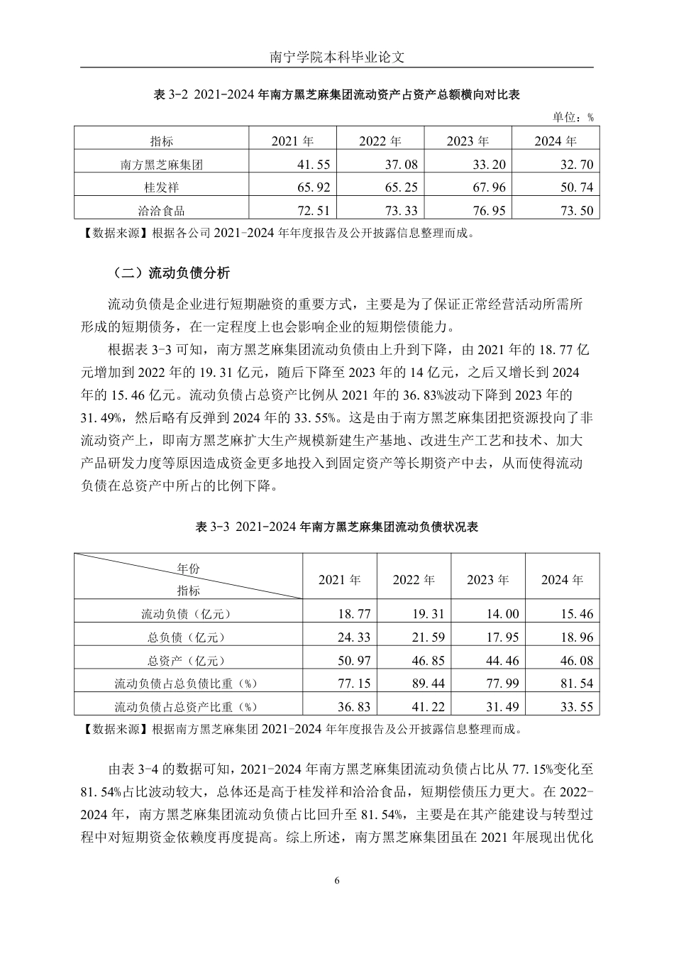 26年CH财务 南方黑芝麻集团营运资金管理问题及优化分析-约20958字符.pdf_第10页