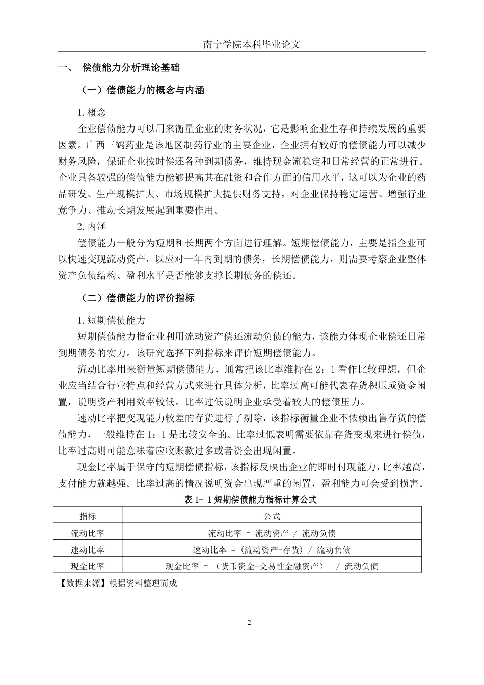 26年CH财务管理 小型医药行业偿债能力分析——以广西梧州三鹤药业股份有限公司为例终稿全日制-约20155字符.pdf_第5页