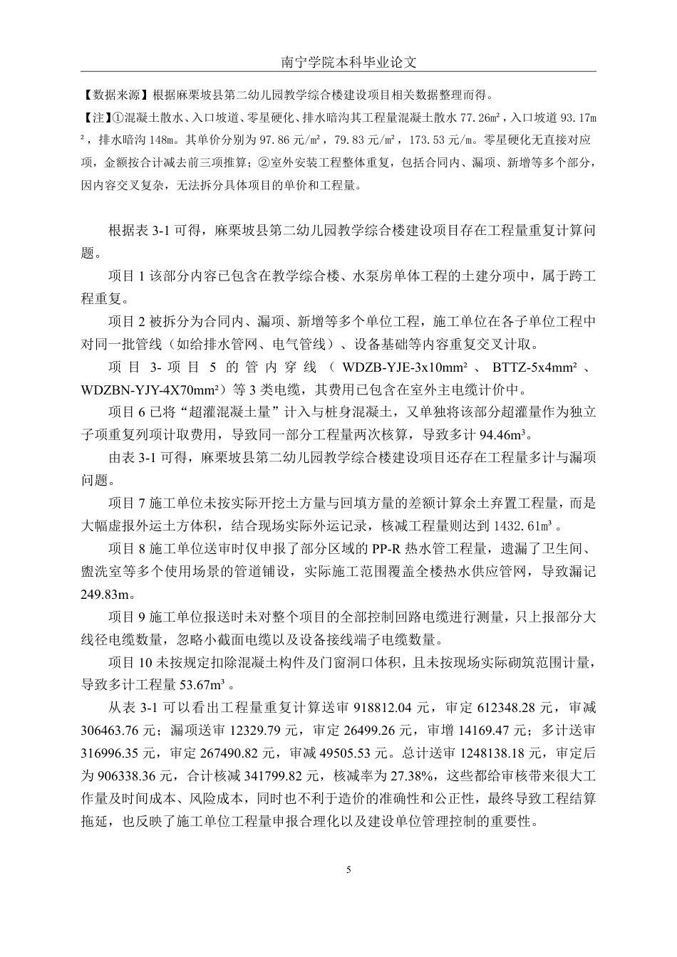 26年CH工程审计 房屋建筑工程竣工结算审核分析——以麻栗坡县第二幼儿园教学综合楼建设项目为例终稿全日制-约14578字符.pdf_第8页