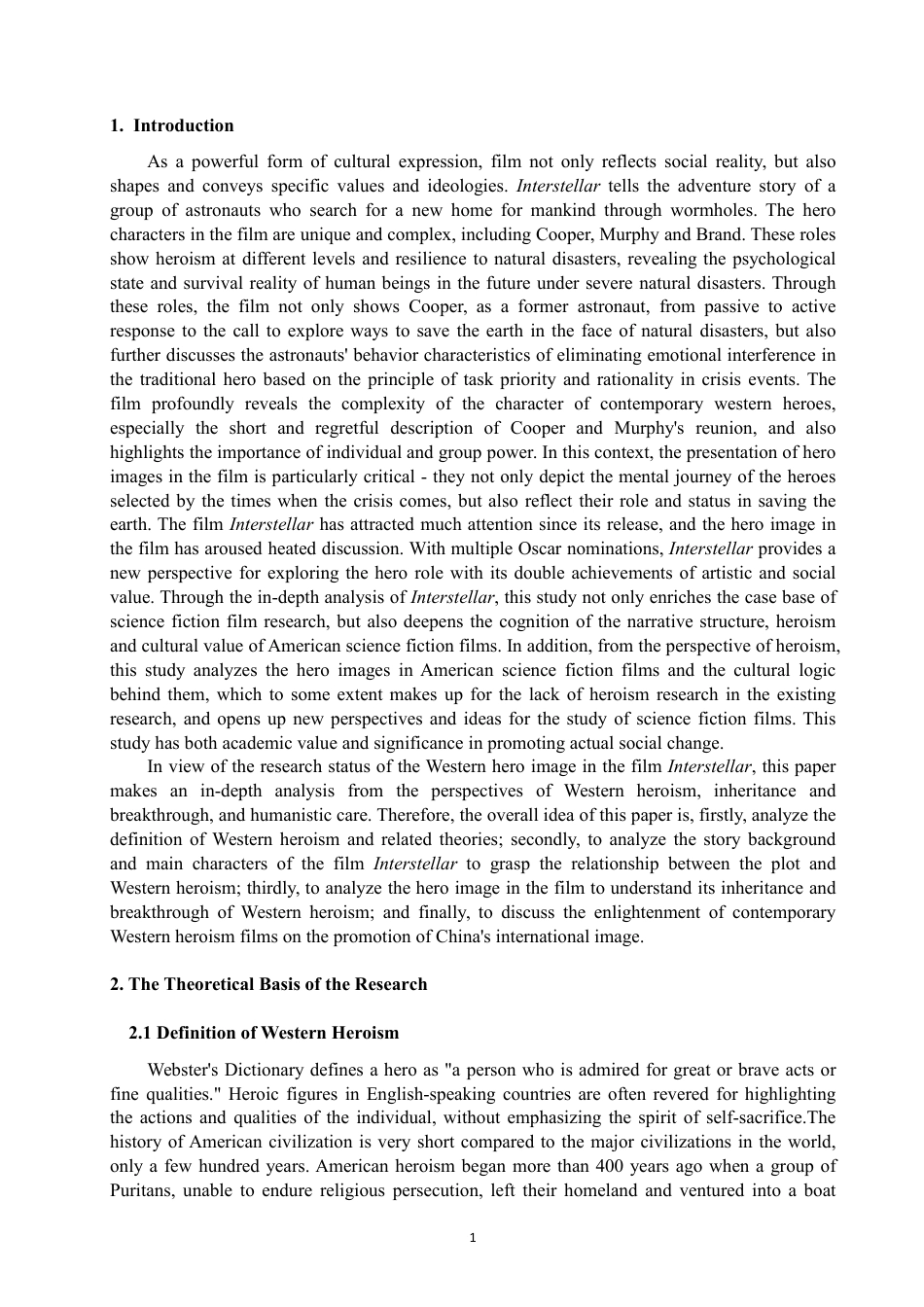 26年CH英语终稿全 西方英雄主义视角下的《星际穿越》研究-约38900字符.pdf_第5页