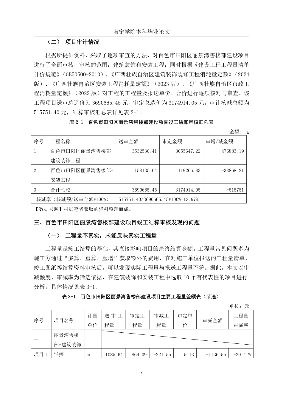 26年CH工程审计 房屋建筑工程竣工结算审核分析——以百色市田阳区丽景湾售楼部建设项目为例终稿全日制-约13450字符.pdf_第6页