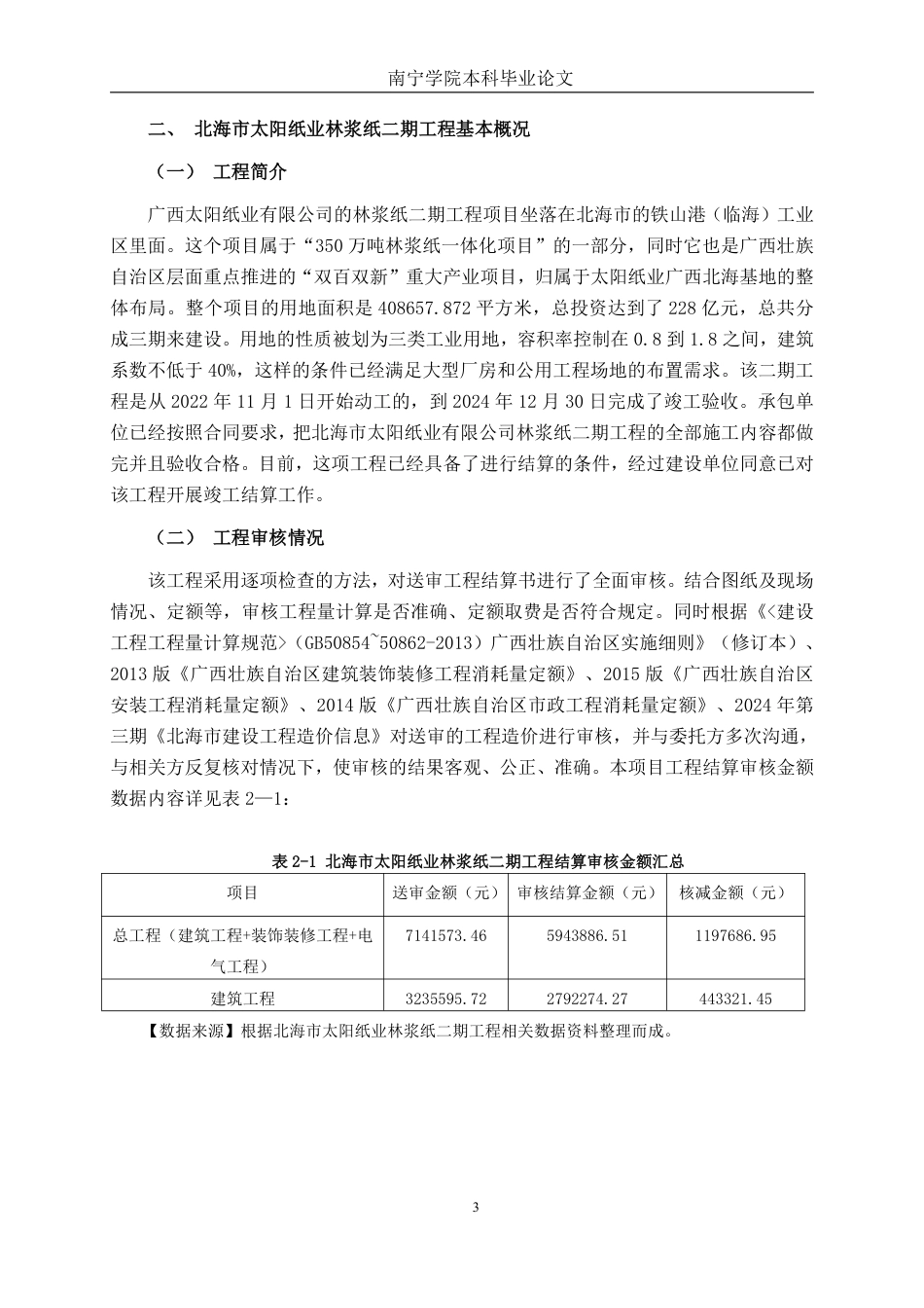 26年CH工程审计 建筑工程竣工结算审核分析——以北海市太阳纸业林浆纸二期工程为例终稿全日制-约15902字符.pdf_第6页