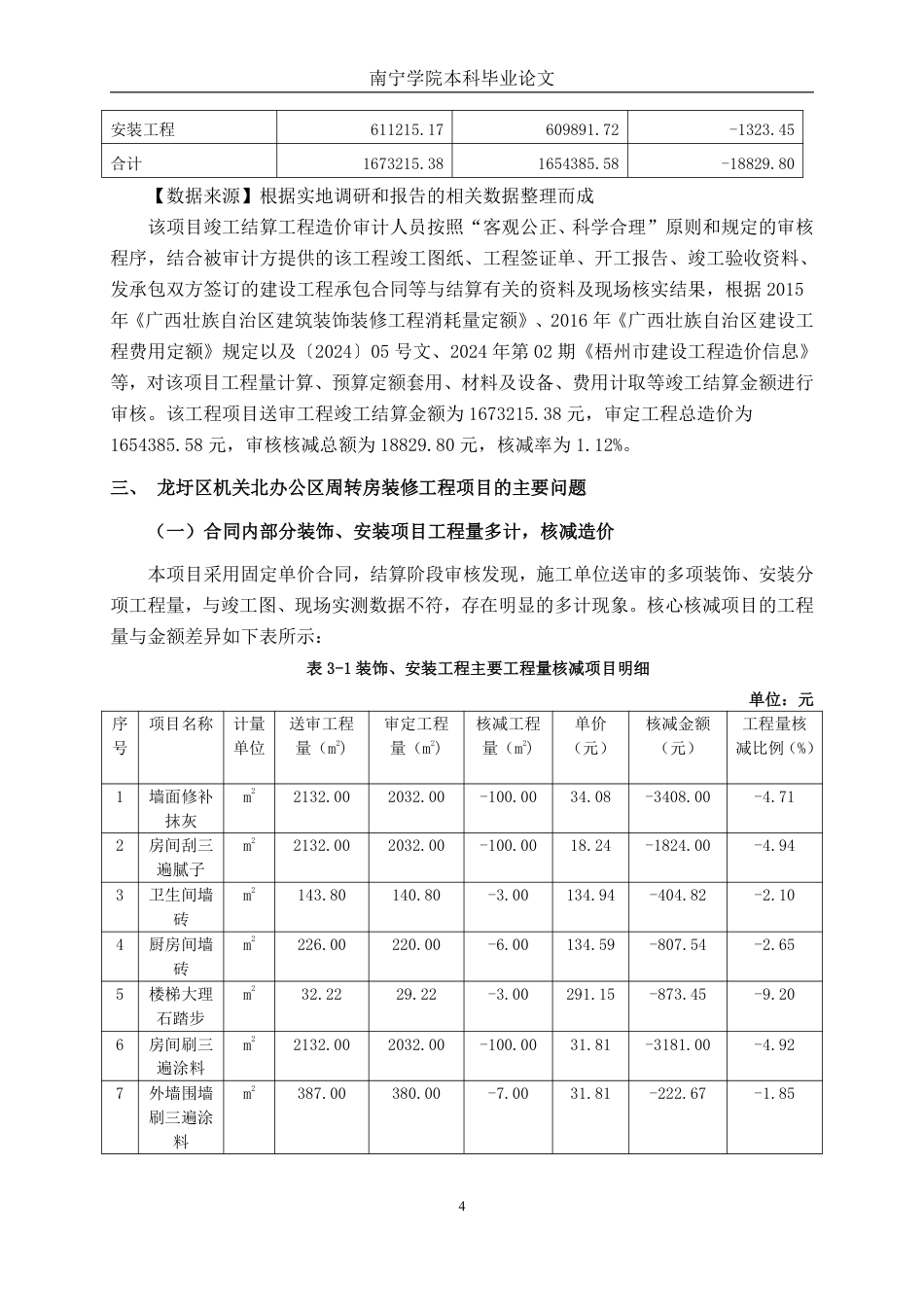 26年CH工程审计 修缮工程竣工结算审核分析——以梧州龙圩区机关北周转房装修项目为例终稿全日制-约15804字符.pdf_第7页