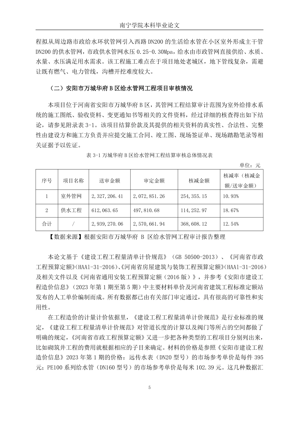 26年CH工程审计 市政管道工程竣工结算审核分析——以安阳市万城华府B区给水管网工程项目为例终稿全日制-约17548字符.pdf_第8页