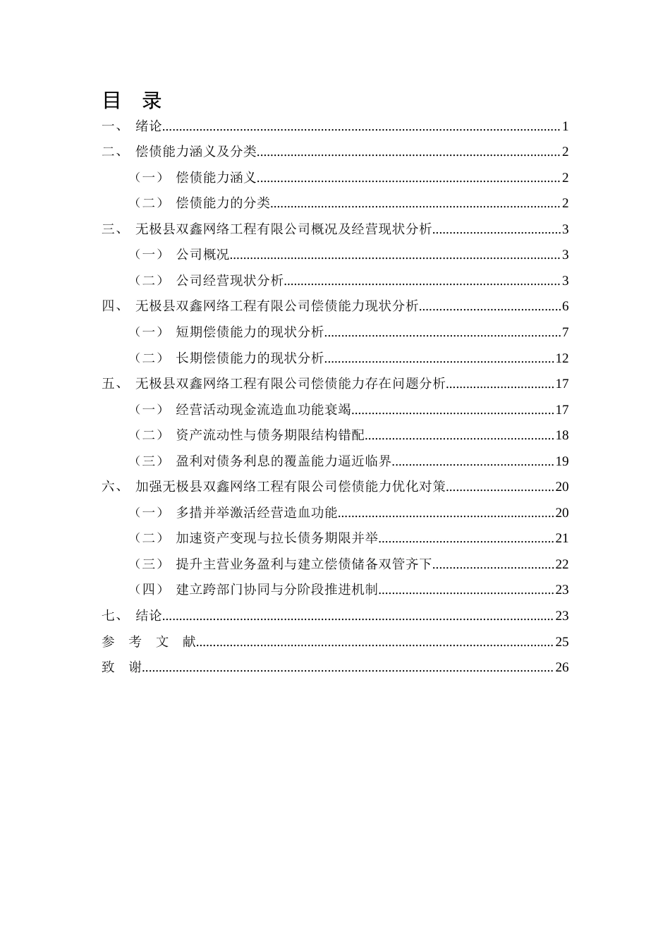 26年CH会计 无极县双鑫网络工程有限公司偿债能力分析(17510字).docx_第2页