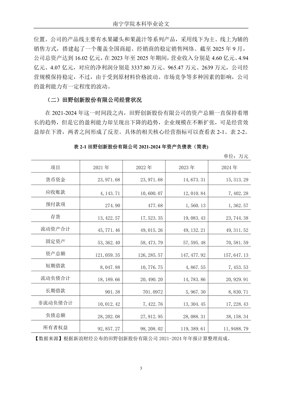 26年CH财务管理 基于杜邦分析法下的中型农副食品加工企业盈利能力分析——以田野创新股份有限公司为例终稿全日制-约16735字符.pdf_第6页