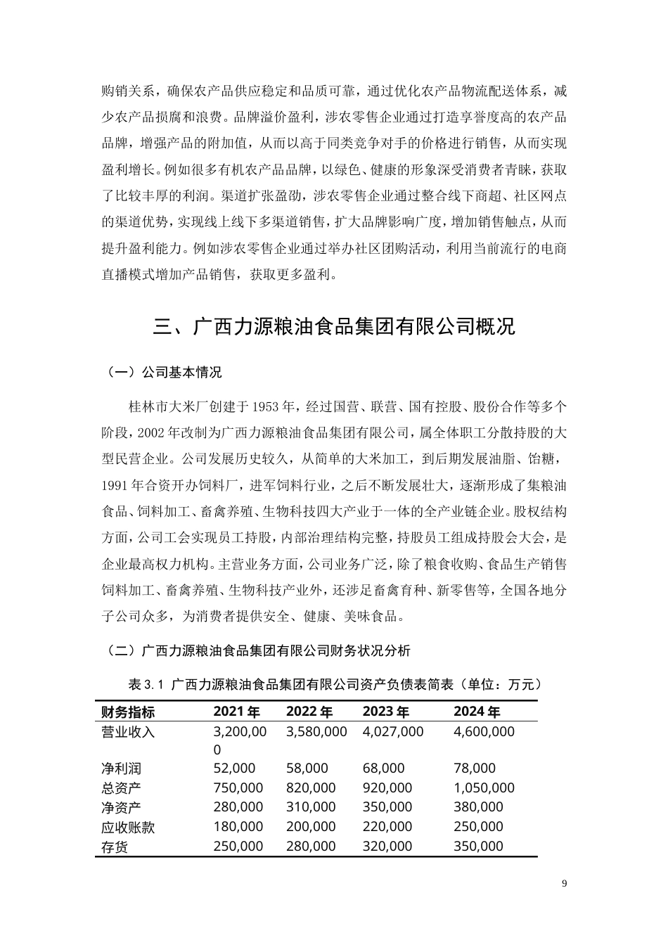 26年CH中型涉农零售企业盈利能力研究——以广西力源粮油食品集团有限公司为例(22251字).doc_第9页