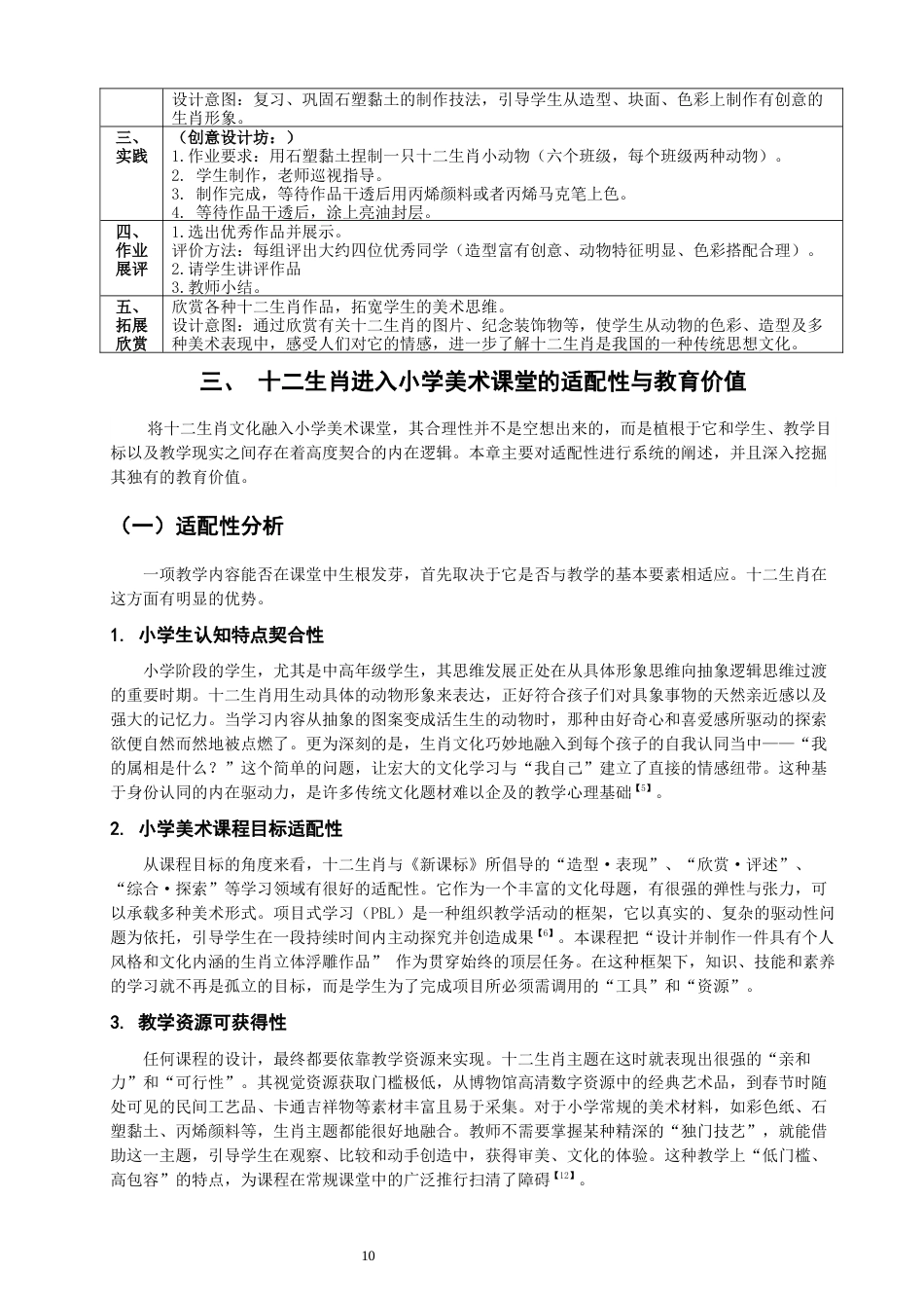 26年CH美术学师范 传统文化融入小学美术教学的实践研究——以《十二生肖》手工课程开发为例-全日制终稿(13280字).docx_第10页