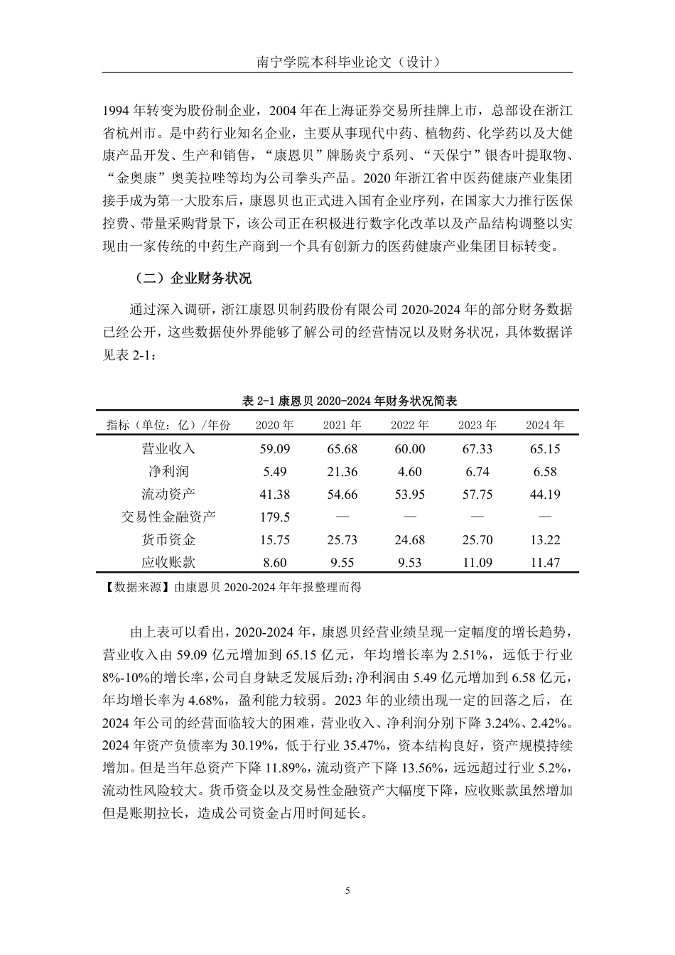 26年CH会计学 医药制造企业财务风险分析——以浙江康恩贝制药股份有限公司为例终稿全日制-约15916字符.pdf_第6页