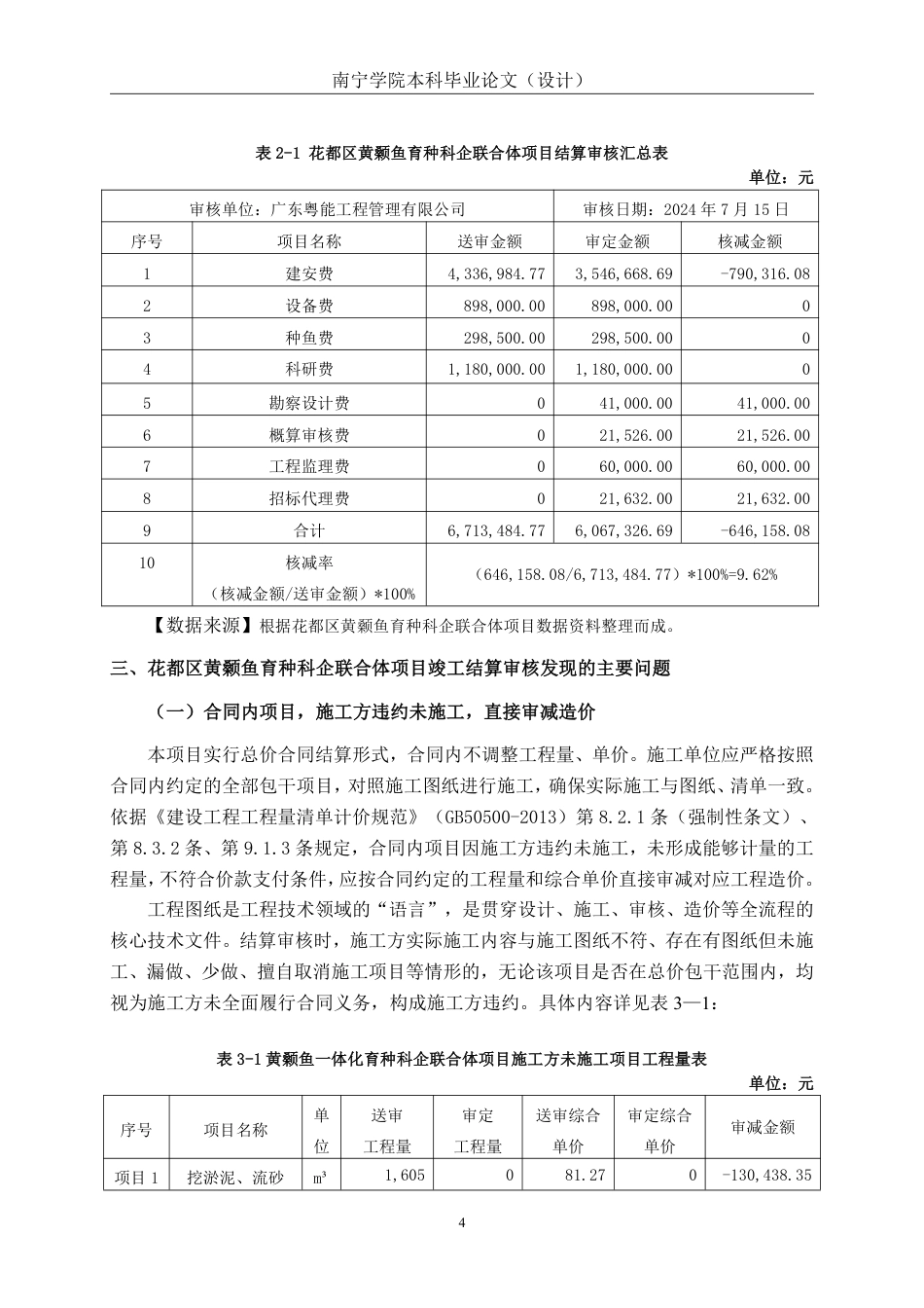 26年CH工程审计 农业工程结算审核分析——以花都区黄颡鱼一体化育种科企联合体项目为例终稿全日制-约16130字符.pdf_第7页