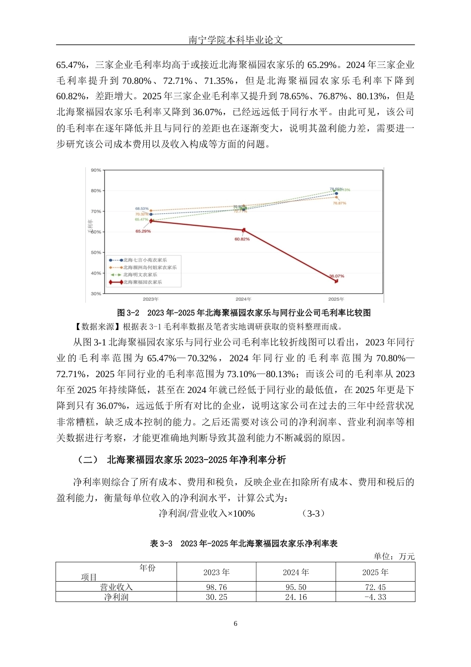 26年CH会计学 北海聚福园农家乐有限公司盈利能力分析及对策研究终稿全日制(18473字).docx_第9页