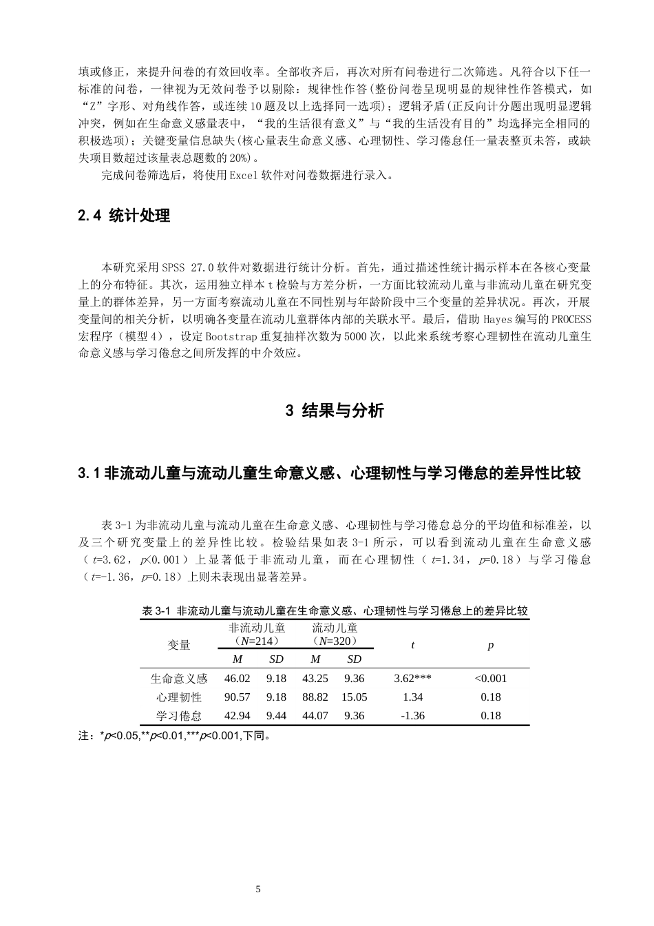 26年CH应用心理学 生命意义感对流动儿童学习倦怠的影响：心理韧性的中介作用-终稿全(12012字).docx_第7页