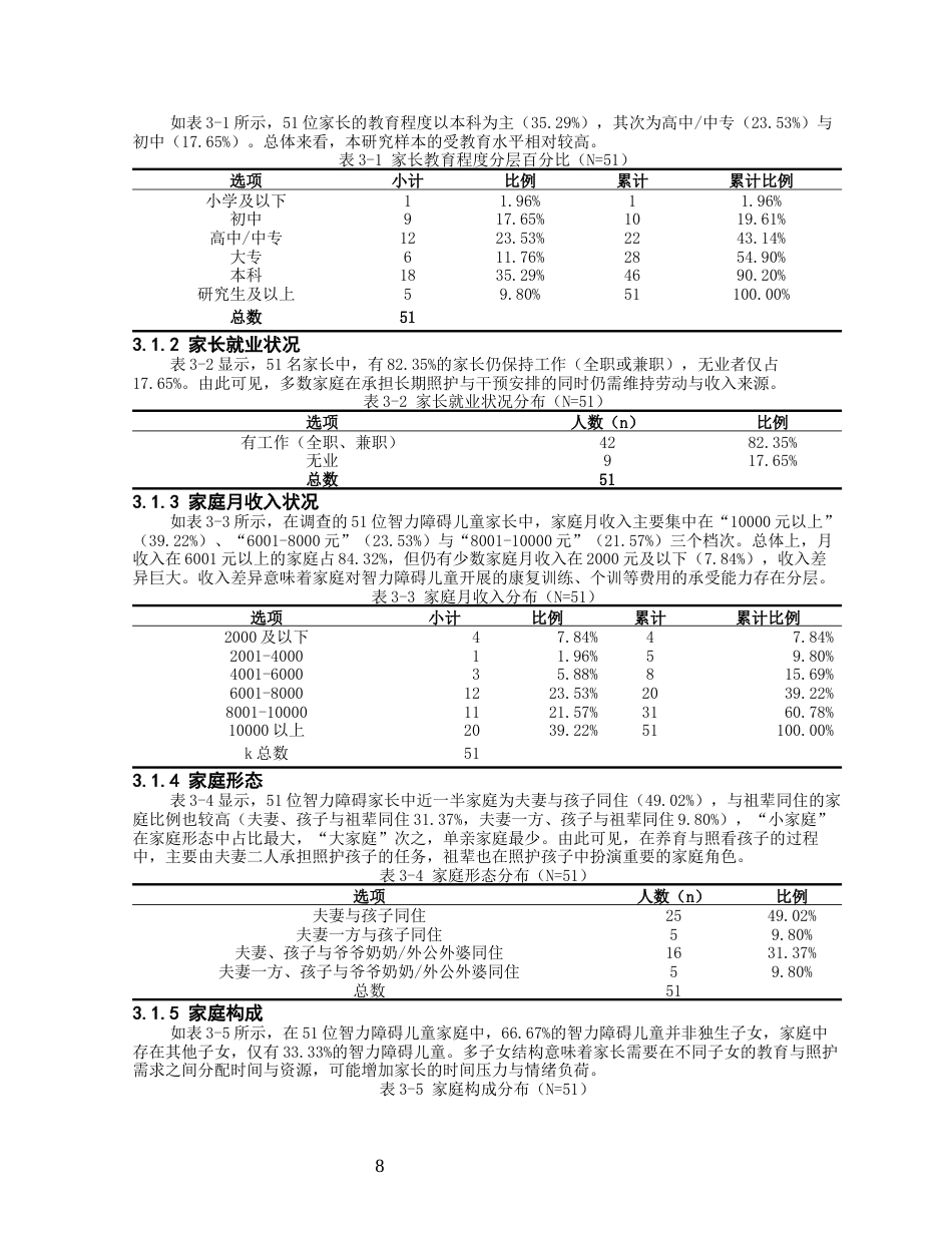 26年CH特殊教育 智力障碍儿童家长亲职压力与社会支持现状研究——以福州市某特殊教育学校为例-终稿全(18635字).docx_第9页