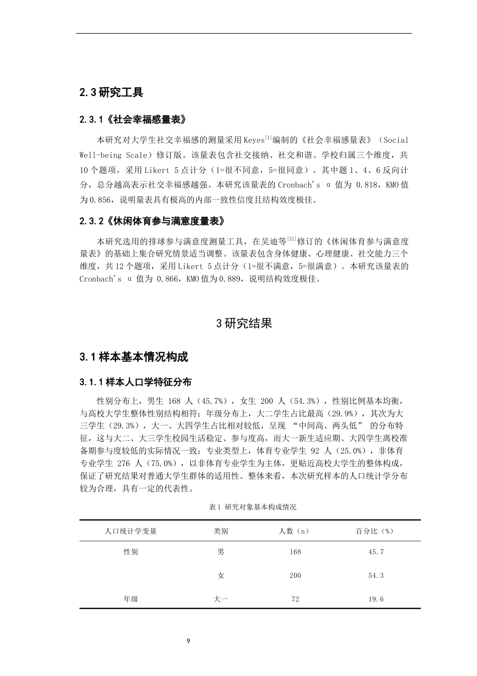 26年CH体育教育 校园排球参与满意度与大学生社交幸福感相关性研究——以泉州市高校为例-终稿全(14154字).docx_第9页