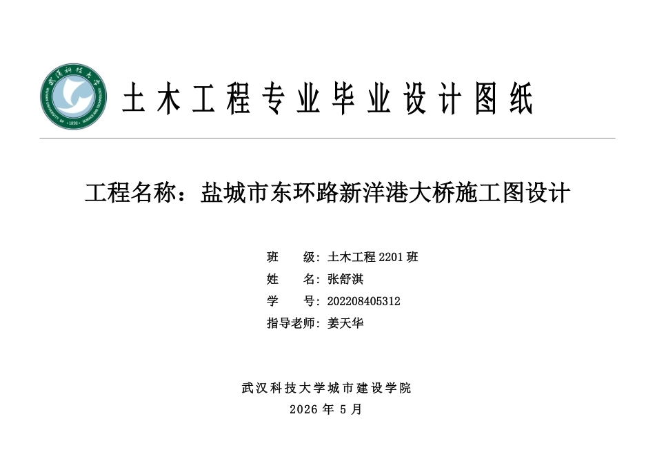 26年WP土木工程 盐城市东环路新洋港大桥施工图设计4.74-AI1.16  附件图纸集.pdf_第1页