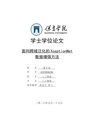 2026人工智能一套 面向跨域泛化的XceptionNet数据增强方法-AI(论文+程序代码源码+项目说明文档)定稿.zip