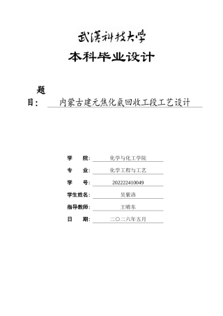 26年WP化学工程与工艺 内蒙古建元焦化氨回收工段工艺设计12.99-AI28.33全日(19576字).docx
