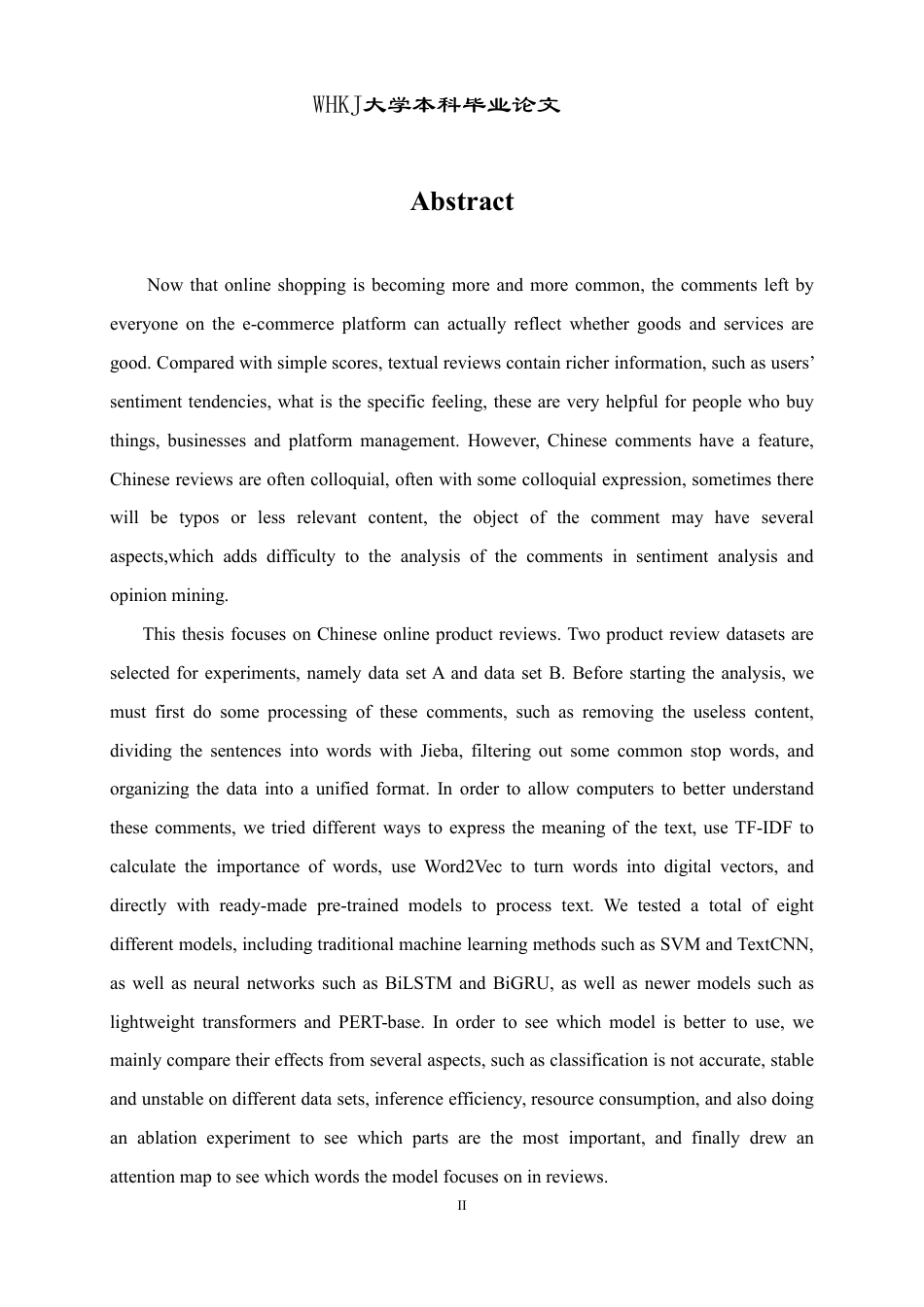 26年WP计算机科学与技术 基于Transformer的中文电商评论情感分析与意见挖掘7.33-AI10.63-约64879字符-全日制.pdf_第2页
