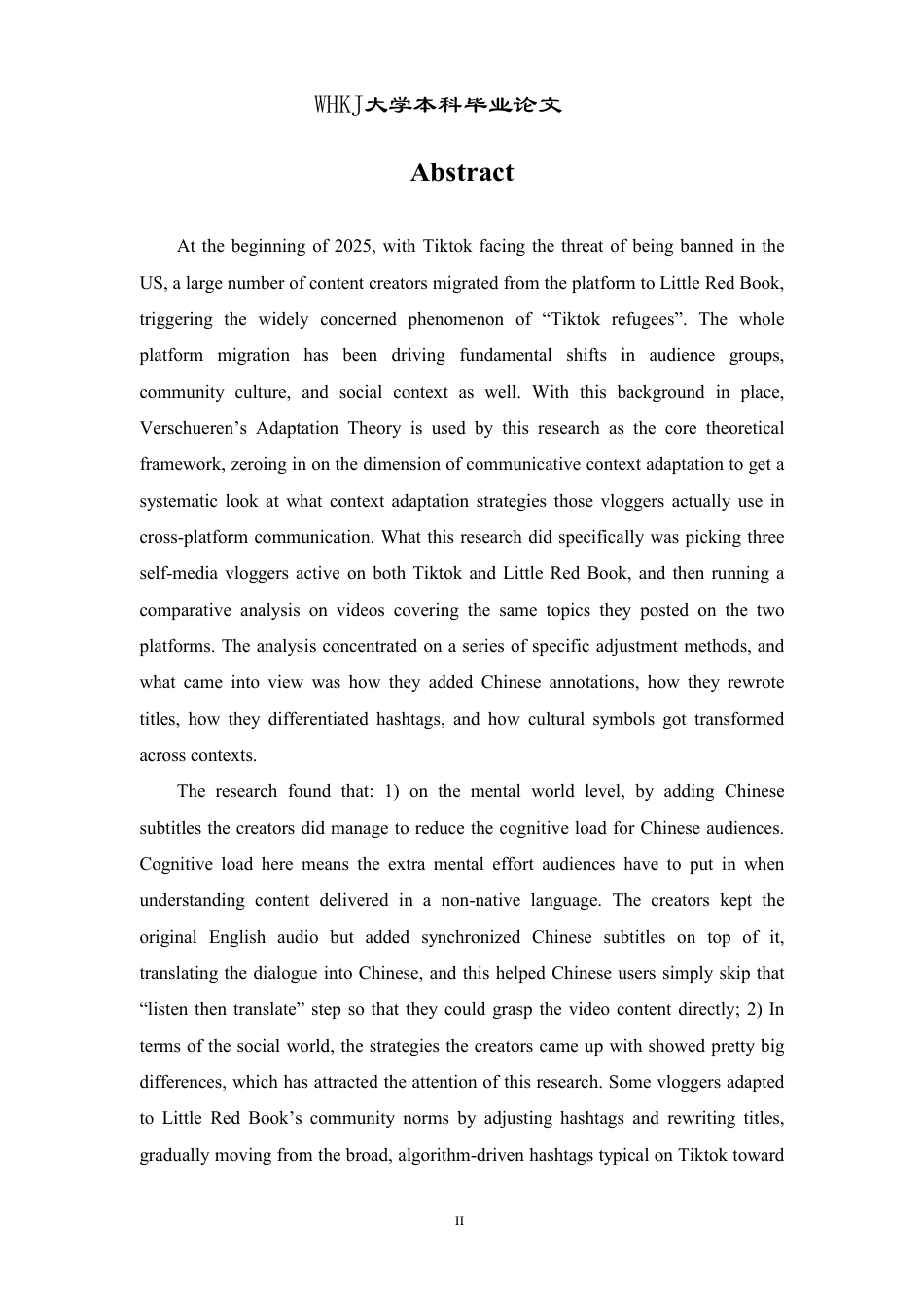 26年WP翻译 从Tiktok到小红书：自媒体博主跨平台的语境顺应策略4.22-AI67.49-约48474字符.pdf_第2页