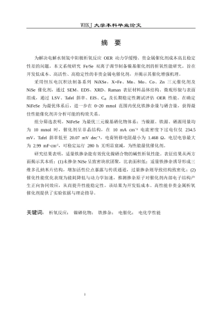 26年WP化学工程与工艺 Fe  Se 双离子调节制备镍基催化剂的析氧性能研究10.8-AI28.67全日(14647字).docx