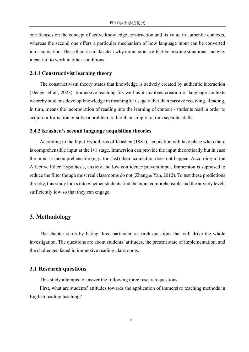 26年WP李嘉豪_2204014209.pdf 标题：沉浸式教学法在初中英语阅读教学中的应用调查——以保定市某中学为例-约43407字符.pdf_第10页